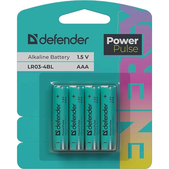 Батарейка DEFENDER алкалин. LR03-4BL/ LR03-4S  ААА блист 4шт/уп PowerPulse