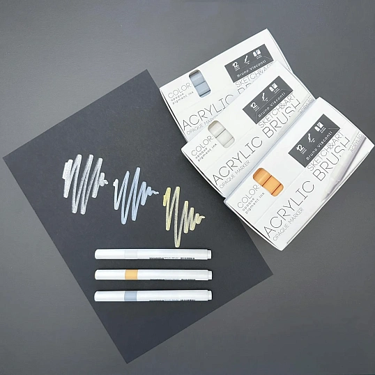 Маркер кисть акриловый SKETCH&ART белый, 22-0151