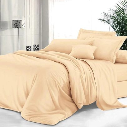 Постельное белье 1,5сп, Сатин глад. (нав.70х70-2шт) 741 Крем-брюле