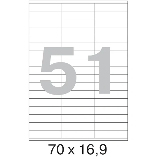Этикетки самоклеящиеся  70х16,9 мм / 51 шт. на листе А4 (100л
