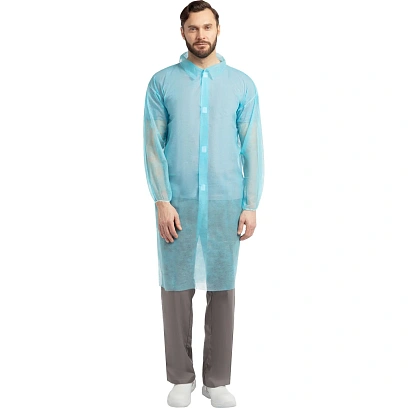 Халат на липучках 20гр/м2 р.XXXL, голубой (10шт/упак),арт.406-878-008,к