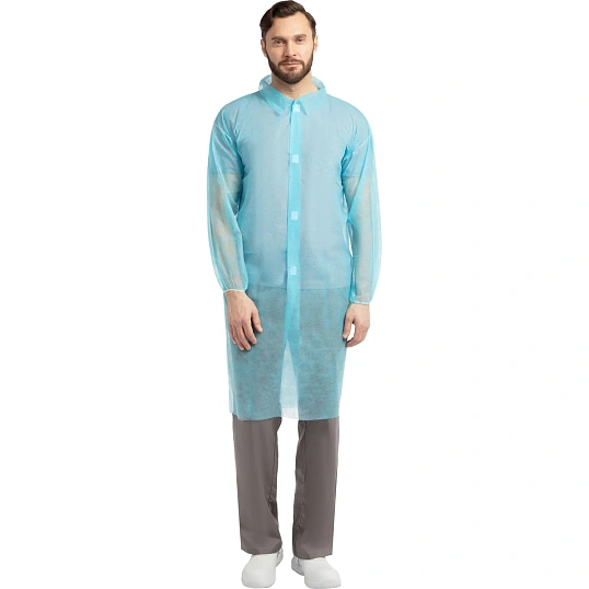 Халат на липучках 20гр/м2 р.XL, голубой (10шт/упак),арт.406-878-006,к