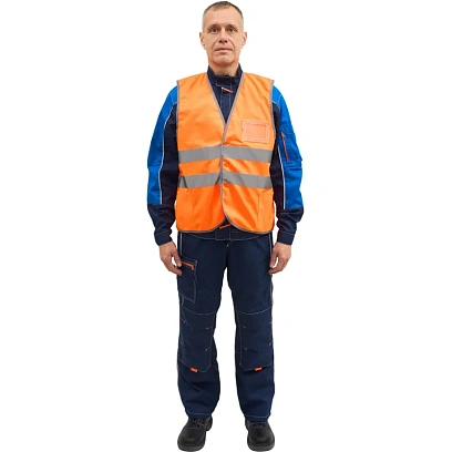 Жилет сигнальный, Тип 2Т с бейджем, цв.оранж.(р.ХХХL/60-62)