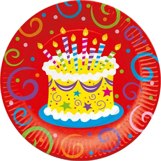 Набор тарелок бумажные ламинированные 23см  Торт яркий 6шт/уп 6046293