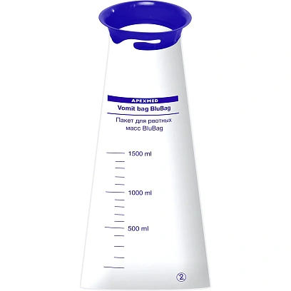 Пакет для рвотных масс BluBag, объем 1500 мл, Apexmed, 50 шт/уп