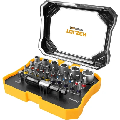 Набор бит 1/4,PH,PZ,Hex,Torx,Slotted,TorxTR,28предм.TOLSEN