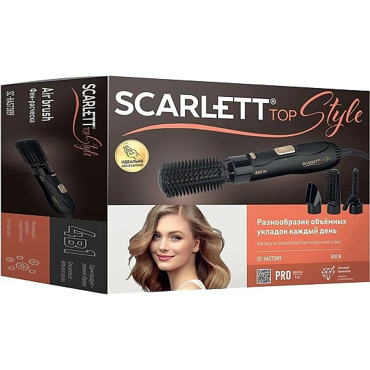 Фен-щетка Scarlett Top Style SC-HAS73I09 (800 Вт, Черный с золотом)
