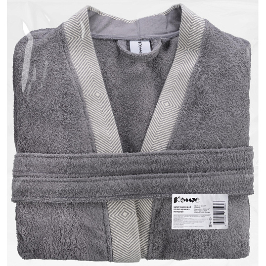 Халат Махровый Мужской  DELRAY Кимоно антрацит, L-XL, 300 гр/м2