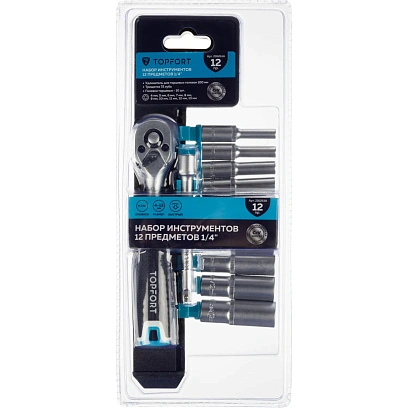 Набор торцевых головок с трещоткой Topfort 12 предмета 1/4 (27651-H12)
