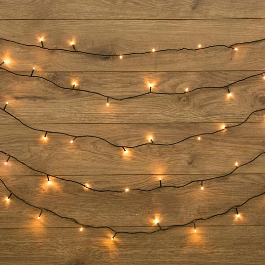 Гирлянда светодиодная Твинкл Лайт 10м, тем-зел ПВХ, 80LED,Теп бел 303-046