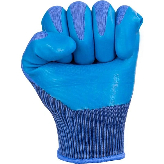 Перчатки защитн. трикотажные Зацеп арт.0463 с латексн.покр.син.(6 пар/уп)