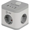 Удлинитель ЭРА CUBE-3es-1,5m-4USB-W 16А белый (Б0069073)