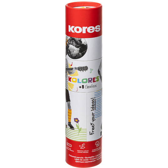 Карандаши цветные KOLORES трехгр. 12шт/наб + 1 ч/г,точилка,карт.тубус 93319