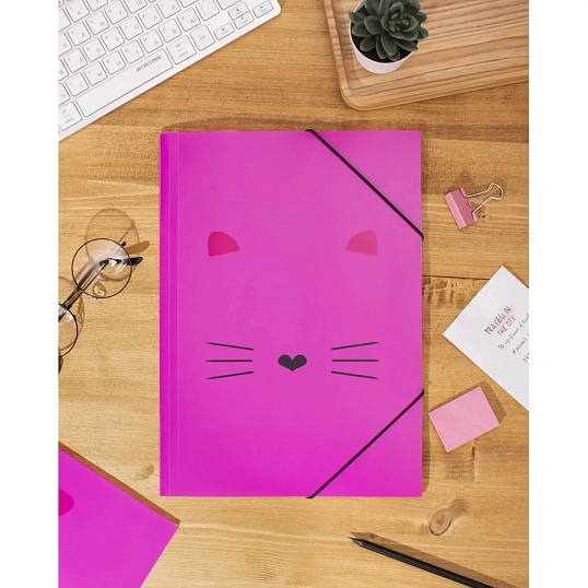 Папка на резинках А4 №1School Kitty розовая