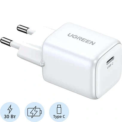 Зарядное устройство сет. UGREEN CD319 (15326)Nexode 30W USB-C PD GaN белый