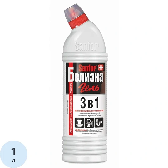 Средство для сантехники SANFOR Белизна гель 3в1, 1000гр