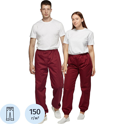Брюки для пищевого производства бордо универс.сат у17-БР (р.60-62)р.170-176