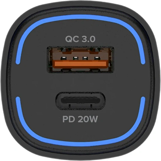 Зарядное устройство автомобильное PERO AC05 USB-A QC3.0/USB-C PD/38W/черное