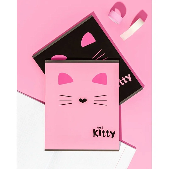 Тетрадь общая А5 48л Kitty роз,клет,скреп, ВД-лак
