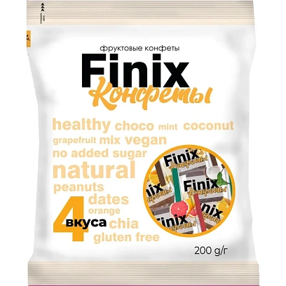 Конфеты Finix Candy Микс фруктовые четыре вкуса, 200г