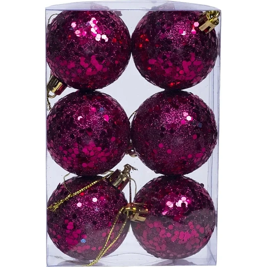 Набор шаров подвесных Шары фиолет с пайтками, 6 шт 5x5x5см 91067