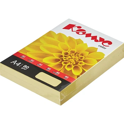 Бумага цветная Комус Color (желтая пастель), 80г, А4, 500 л.