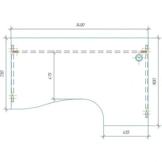 Стол Easy One правый (872,873) дуб сонома Ш1400 Г900