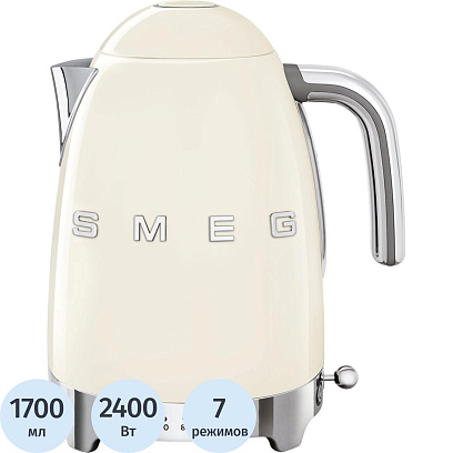 Чайник SMEG KLF04CREU,1,7л,электрический с регул темп, кремовый