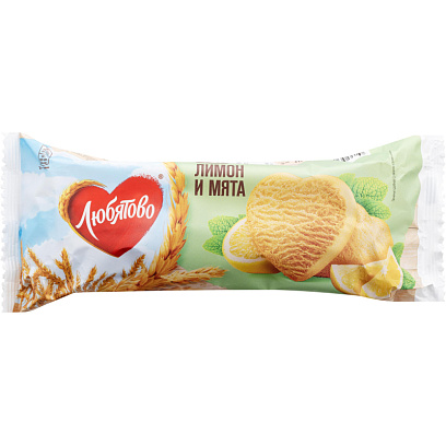 Печенье Любятово сдобное со вкусом Лимон и Мята, 200г