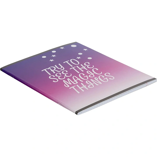 Тетрадь общая А5 48л Magic stars фиол.,клет,скреп, ВД-лак