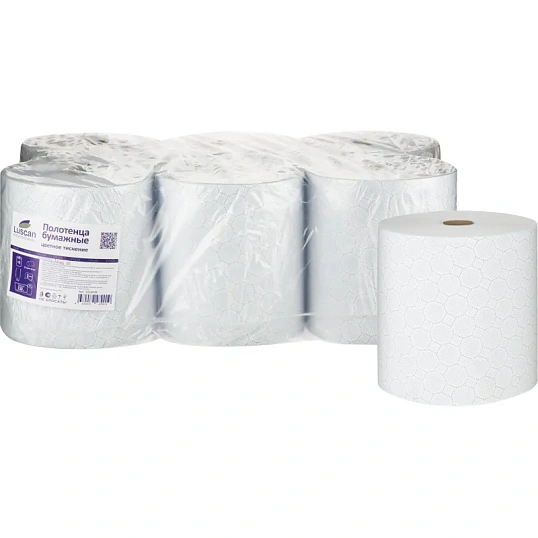 Полотенца бумажные д/дисп. Luscan Prof /2сл. цвет.тиснение 150м, 6рул/уп