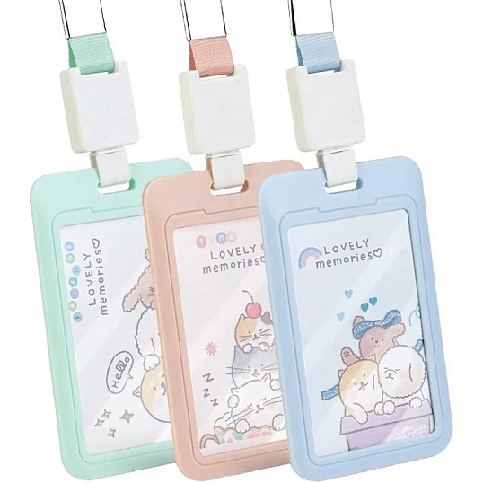 Бейдж Deli 64824 вертик.,с держат. и клипом,вкладыш:54x86мм, ассорти, 1 шт