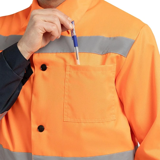 Костюм сигнальный летний муж (куртка,пк) лс07 оранж/т.син 128-132/170-176