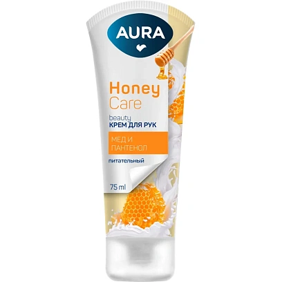 Крем для рук AURA BEAUTY с D-пантенолом и экстрактом меда  75мл. КК /24