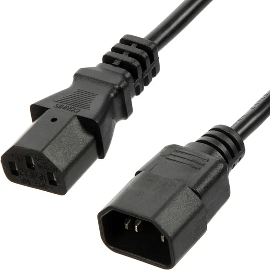 Кабель питания C13(F)-C14, 10А, 0,75мм2, 1.8м, чер (OPC002)