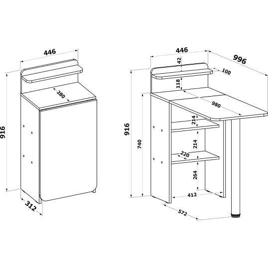 Стол компьютерный Сокол_Стол раскладной Сокол_СП-19 Белый