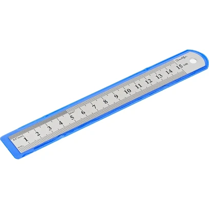 Линейка двухсторонняя металлическая 15 см., ЛМ15