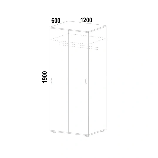 Гардероб - купе Kobor HG-120/60/M 1200x600x1900 Черный муар/Дуб чарльстон