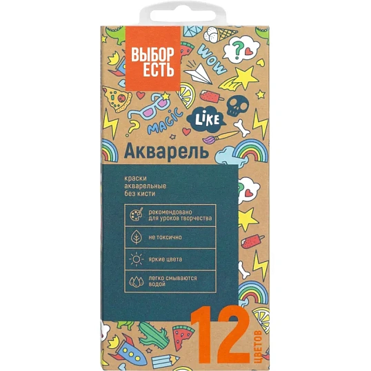 Краски акварельные Выбор есть 12 цв, б/кисти, картон