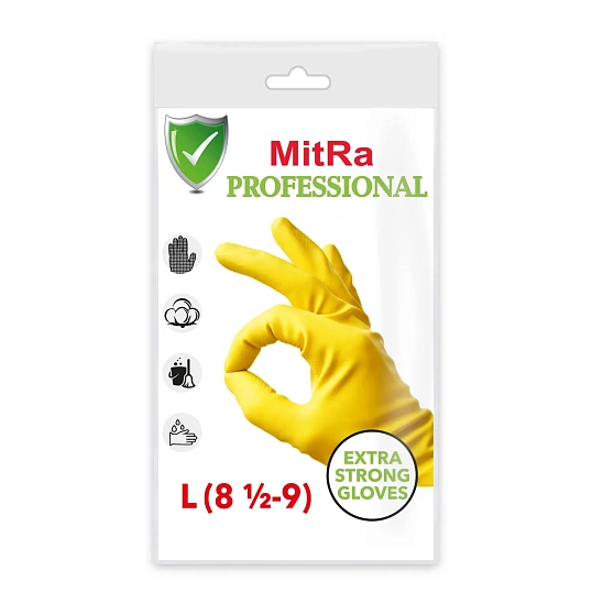 Перчатки MitRa Professional КЩС желтые, р.L 