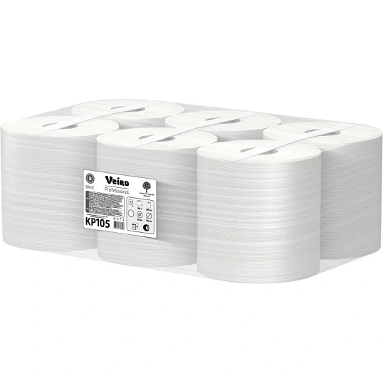 Полотенца бумажные в рул c ЦВ Veiro Professional Basic 1сл300м 6шт/уп KP105