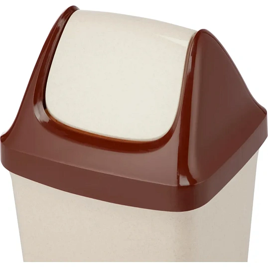 Ведро мусорное 25л пластиковое,подвижная крышка СВИНГ,бежевый мрамор М 2463