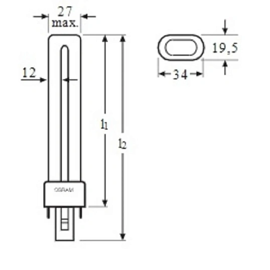 Лампа люминесцентная КЛЛ OSRAM CFL DULUX S 11W/840 G23 (123382)