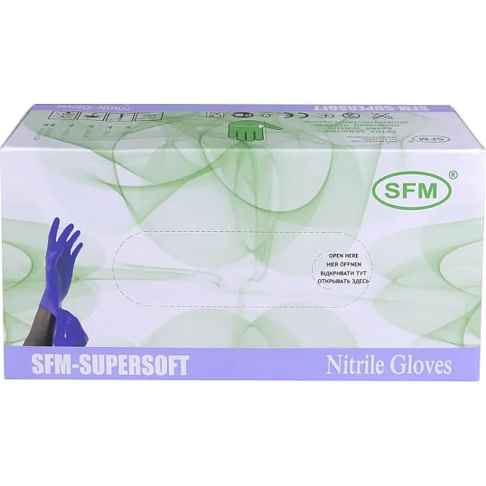 Перчатки нитрил.н/о,текстур,SFM (XL) 100 пар,фиолетово-голубые