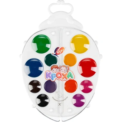 Краски акварельные  Кроха Божья коровка, 12 цв. б/к 32С 2077-08 набор