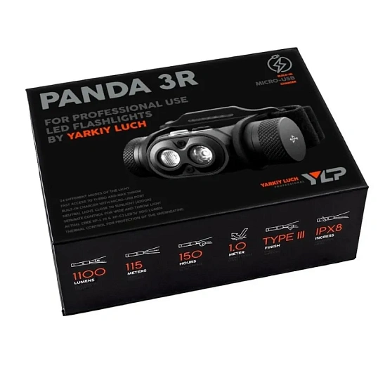 Фонарь налобный ЯРКИЙ ЛУЧ YLP PANDA 3R