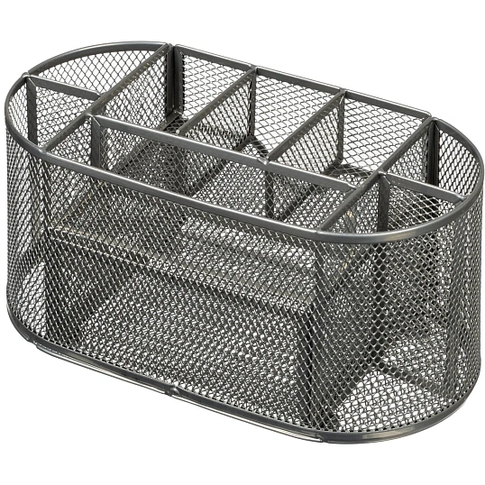 Подставка-органайзер д/канц.мелочей Комус 9от мет сетка 220х110х105мм сереб