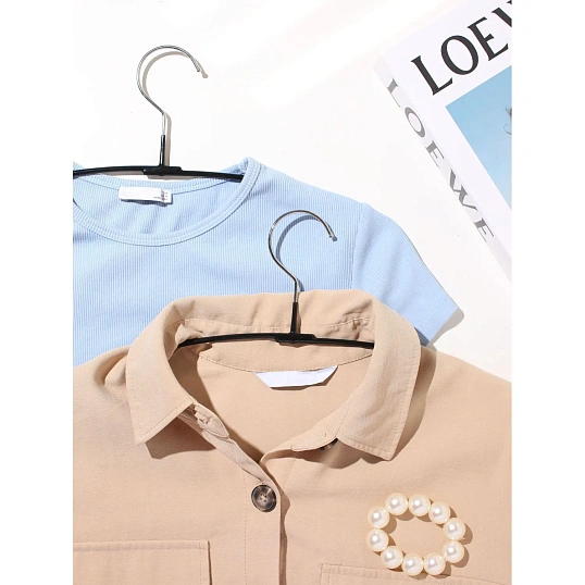 Вешалка-плечики WW_Attache MHT001/MHP048 мет,пер,покр.ПВХ,р48-50 чер УП10шт