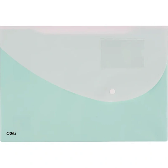 Папка-конверт на кнопке Deli А4+, 180мкм,карман,цвет в асс, 5506