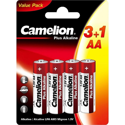 Батарейка Camelion Plus Alkaline 3+1 LR6 (3+1LR6-BP,1.5В) 4шт/бл